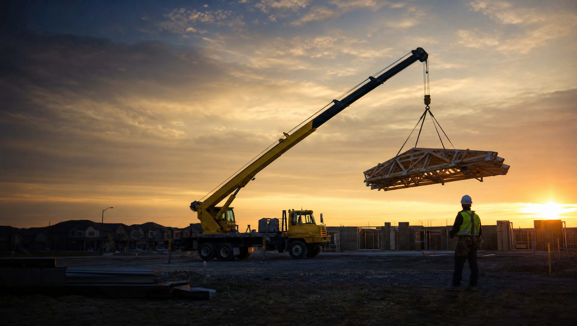 Crane lifting on an Ontario construction site
